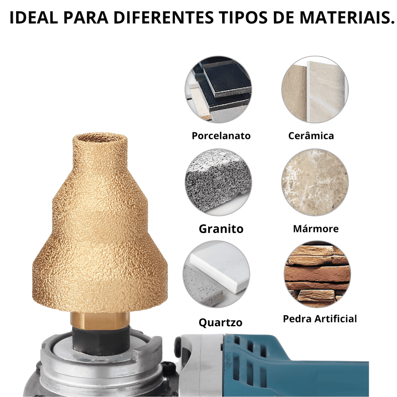 Broca Diamantada para Furos de 20mm, 35mm e 50mm em Mármore e Porcelanato