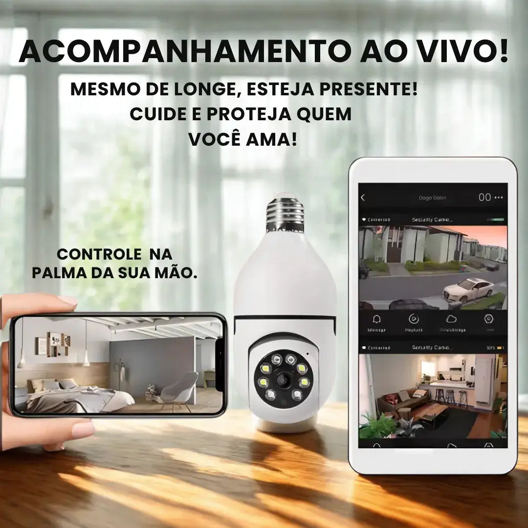 Câmera de Segurança Wi-Fi 360° em formato de lâmpada
