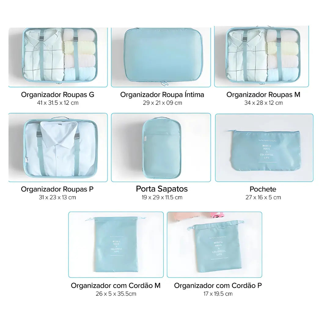 Kit Organizadores de Mala Lux Bag® - 8 Peças