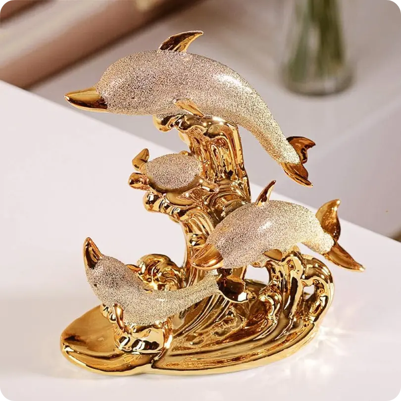 Estátua de Golfinhos em Cerâmica - OceanArt®