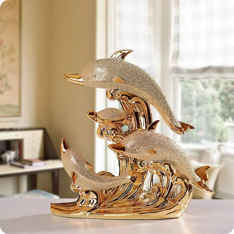 Estátua de Golfinhos em Cerâmica - OceanArt®