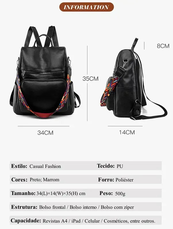 Mochila Feminina Impermeável – Espaçosa, Versátil e Perfeita para Todas as Ocasiões.
