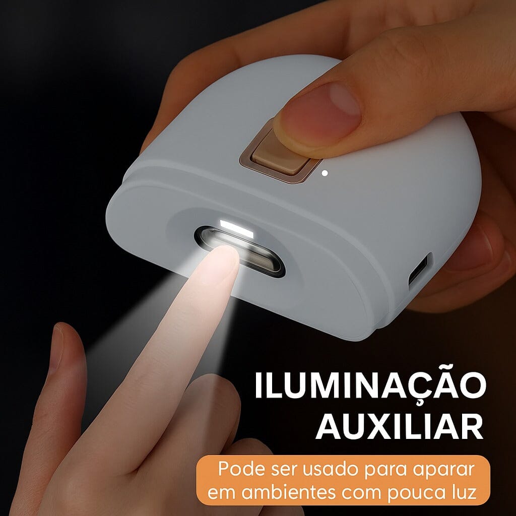 Ionique | 2‑em‑1 Cortador e Polidor Elétrico de Unhas – Recortador Automático com LED, Recarregável & Silencioso