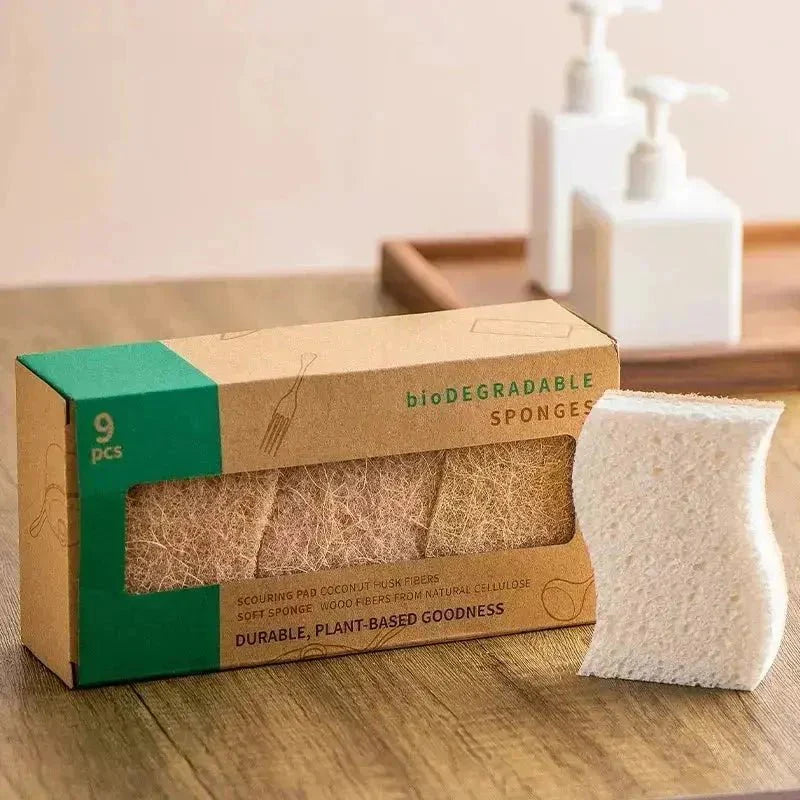 Kit 18 Esponjas de Cozinha Biodegradáveis Premium (duram até 18 meses)