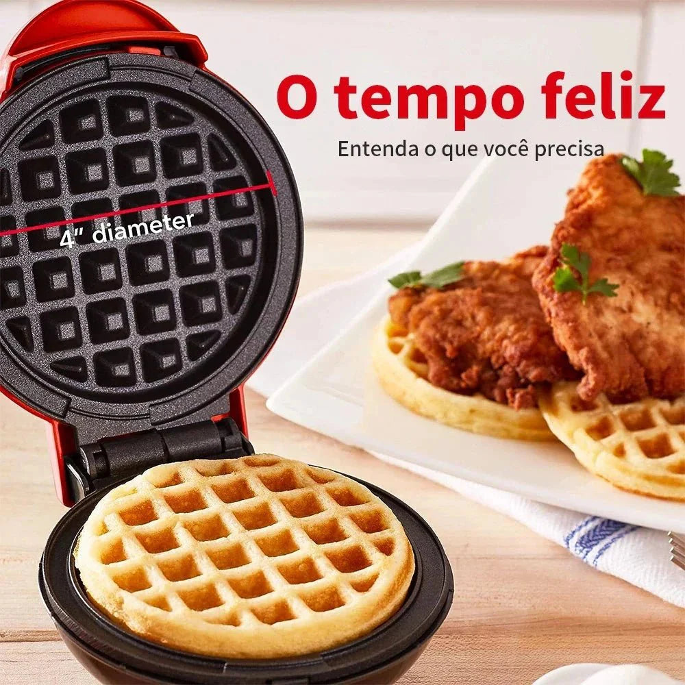 Mini Máquina de Waffles Elétrica Portátil