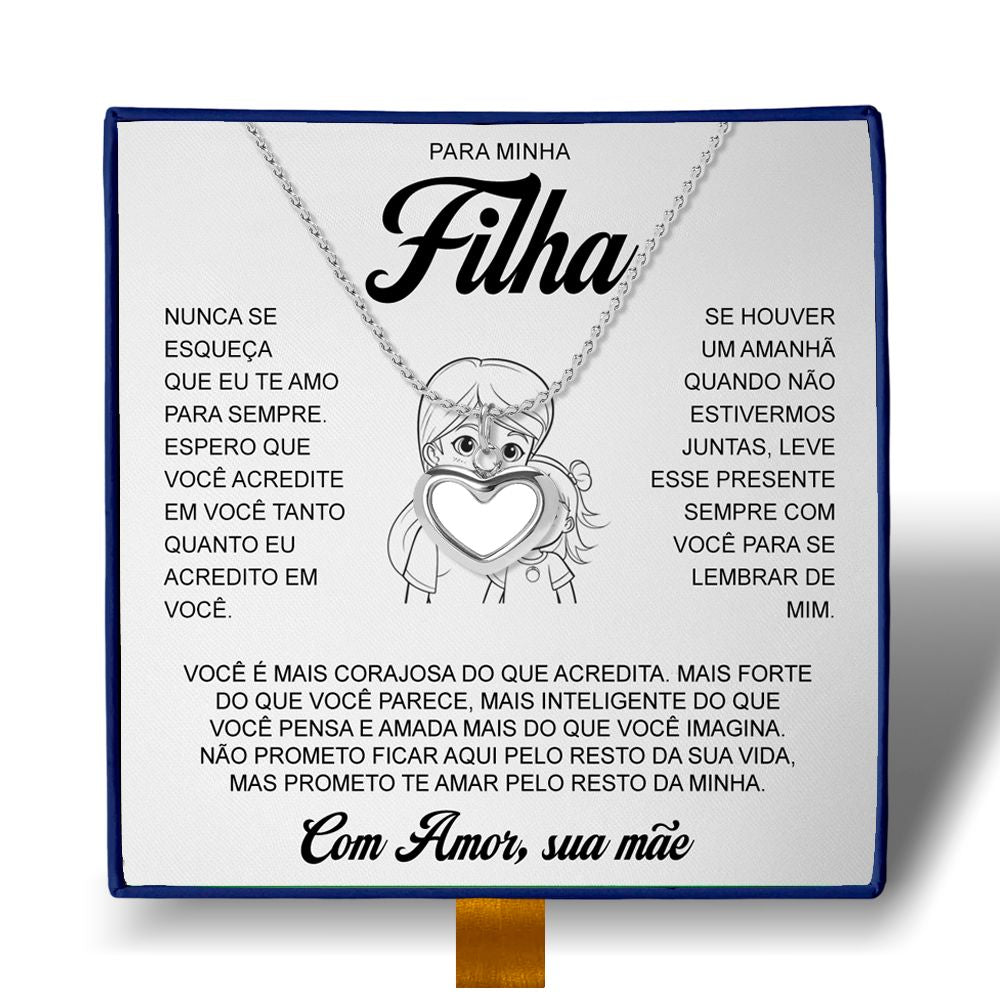 Para Minha Filha - Colar Coração Pérola Banhado a Ouro 18k