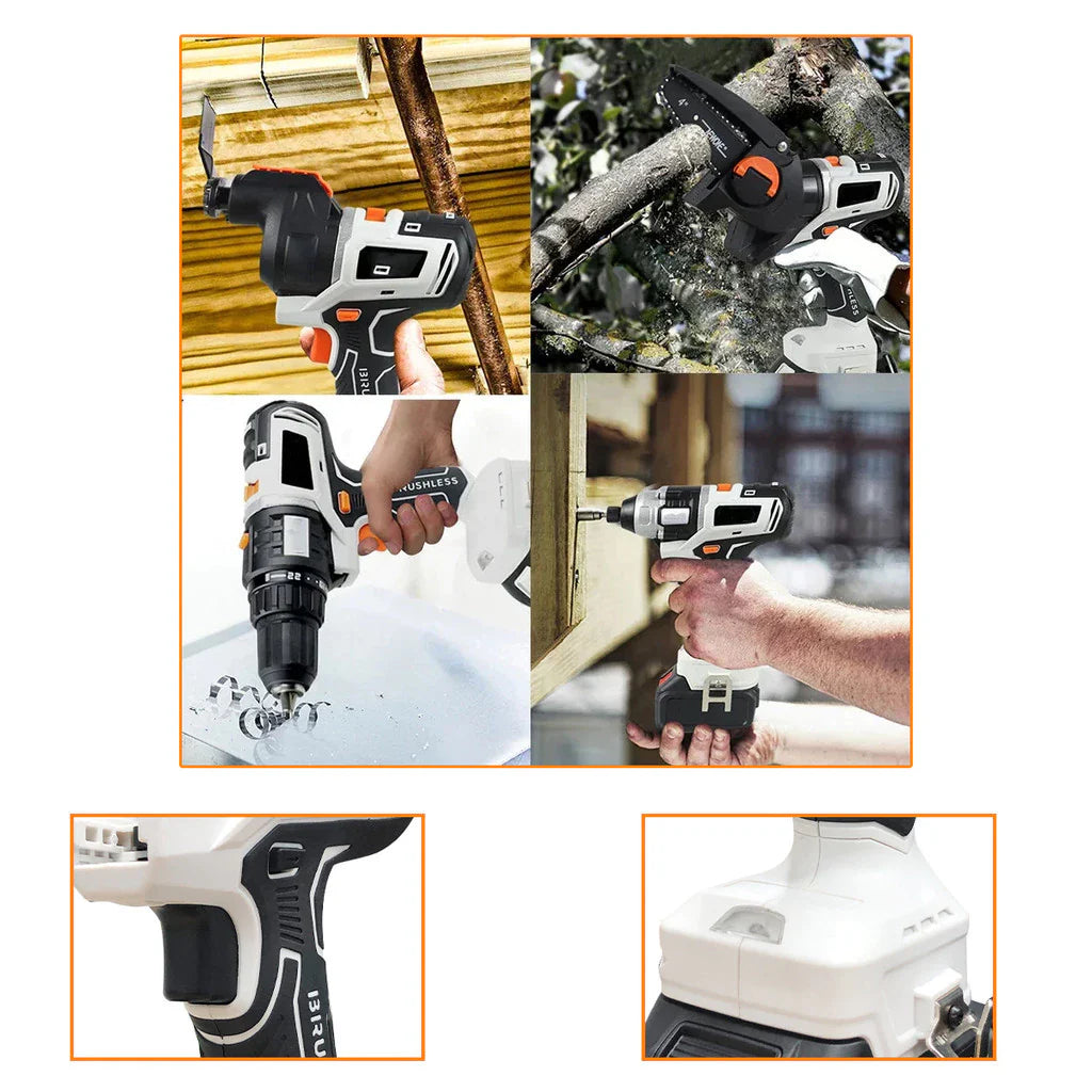 Kit 10 em 1 Parafusadeira Furadeira Lixadeira Serra Martelete Elétrico Espatulas + 2 Brindes Exclusivos