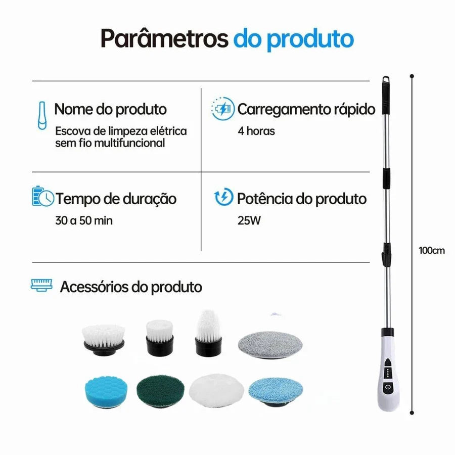 Escova Elétrica Recarregável 9 Em 1 Limpeza - Azzary