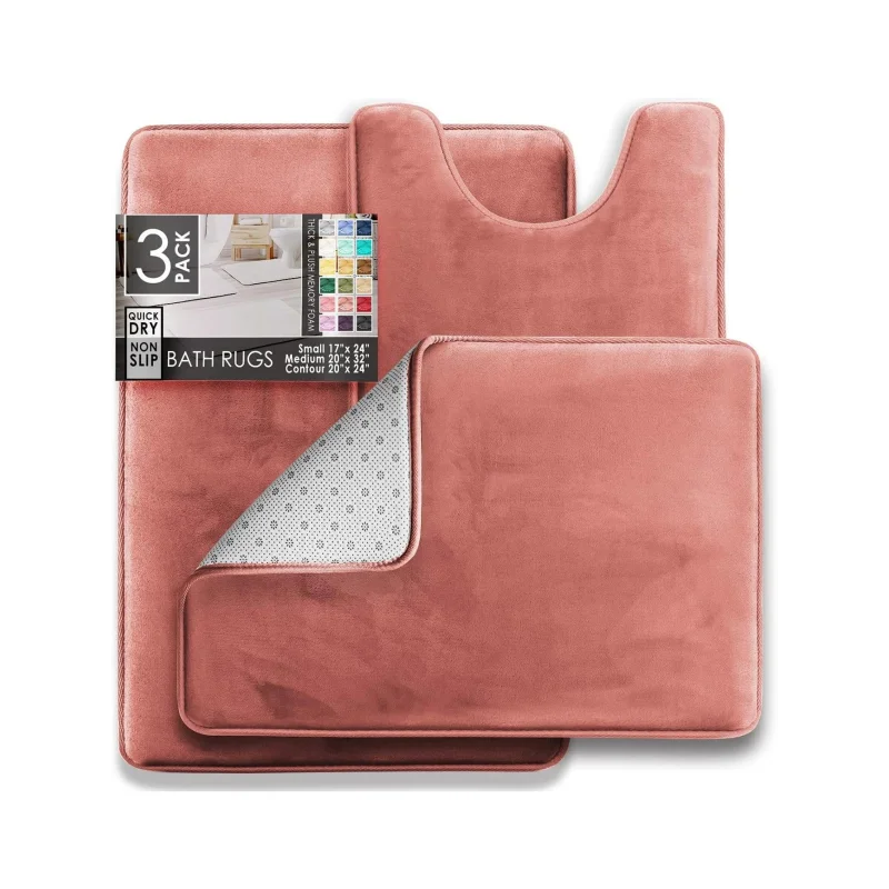 Tapetes Premium de Banheiro de Veludo Antiderrapante com Forro Espumado