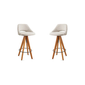 Kit 2 Banquetas Giratórias Estofadas com Encosto Nude