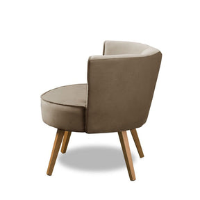 Kit conjunto 2 Poltronas Suede Marrom Estrutura de Madeira e Espuma D-26/D-20