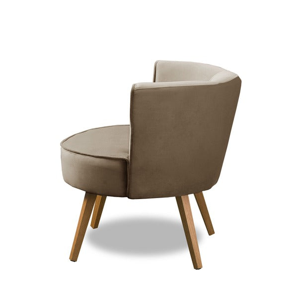 Kit conjunto 2 Poltronas Suede Marrom Estrutura de Madeira e Espuma D-26/D-20