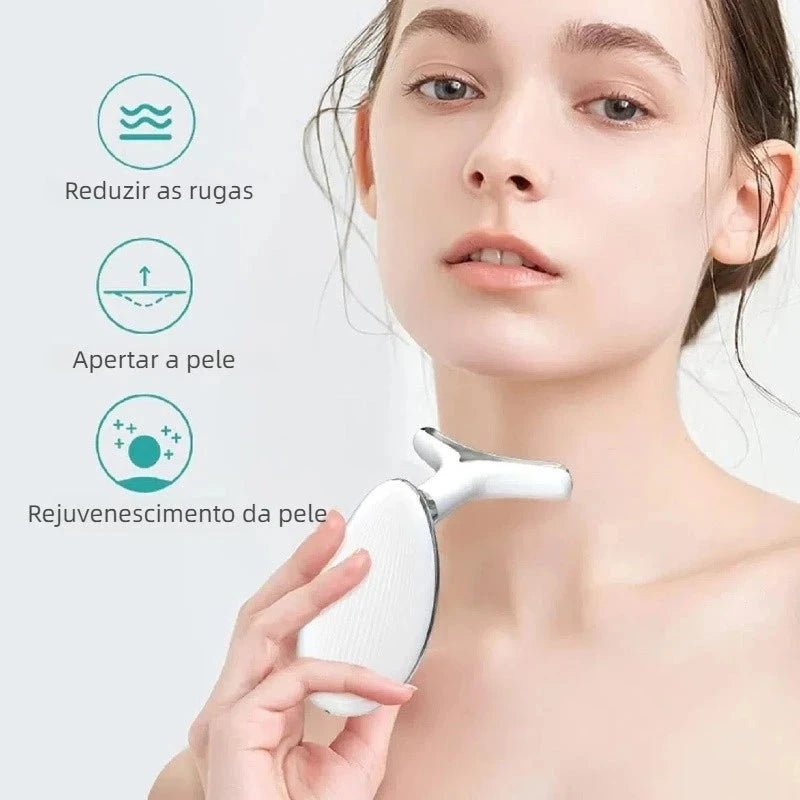 Massageador Elétrico Facial com Fototerapia Anti-Rugas