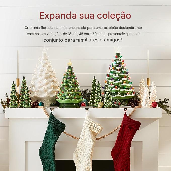 Mini Árvores de Natal com Led de Cerâmica