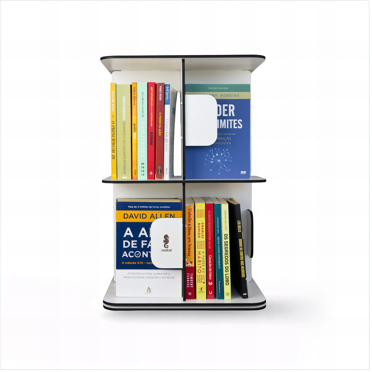 Estante Para Livros Giratória Compacta Para Até 80 Livros