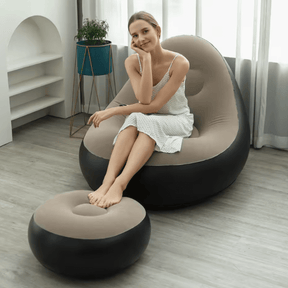 Poltrona e Puff Inflável Descanso Preguiçoso