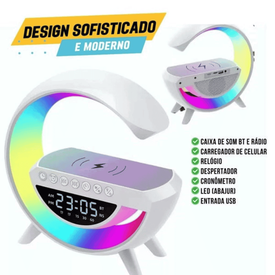 Luminária Multifuncional com Carregador Sem Fio