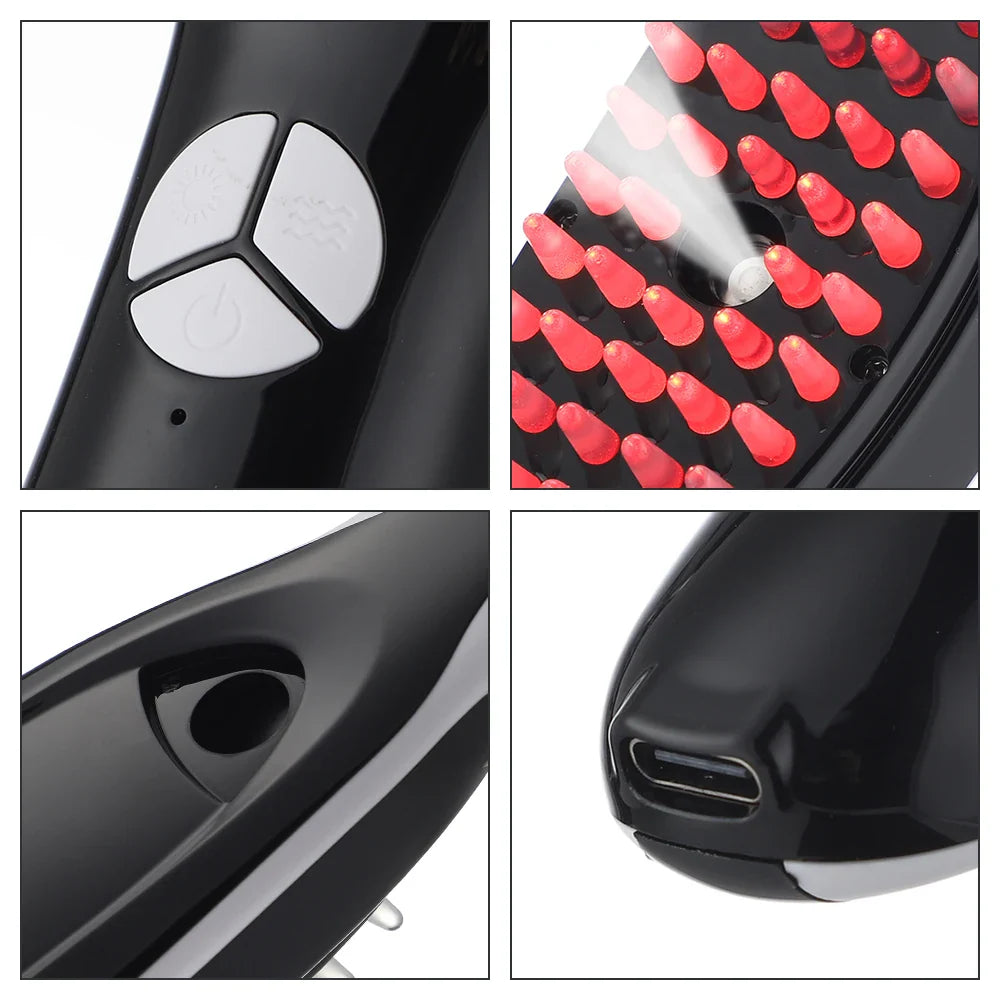 Escova Smarts Terapia- LED Anti-queda 4 em 1 para Crescimento Capilar