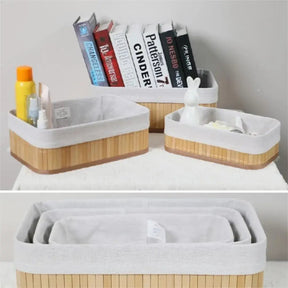 Kit de Cestos Organizadores de Bambu