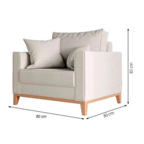 Poltrona Estofada 1 Lugar – Madeira e Tecido Branco