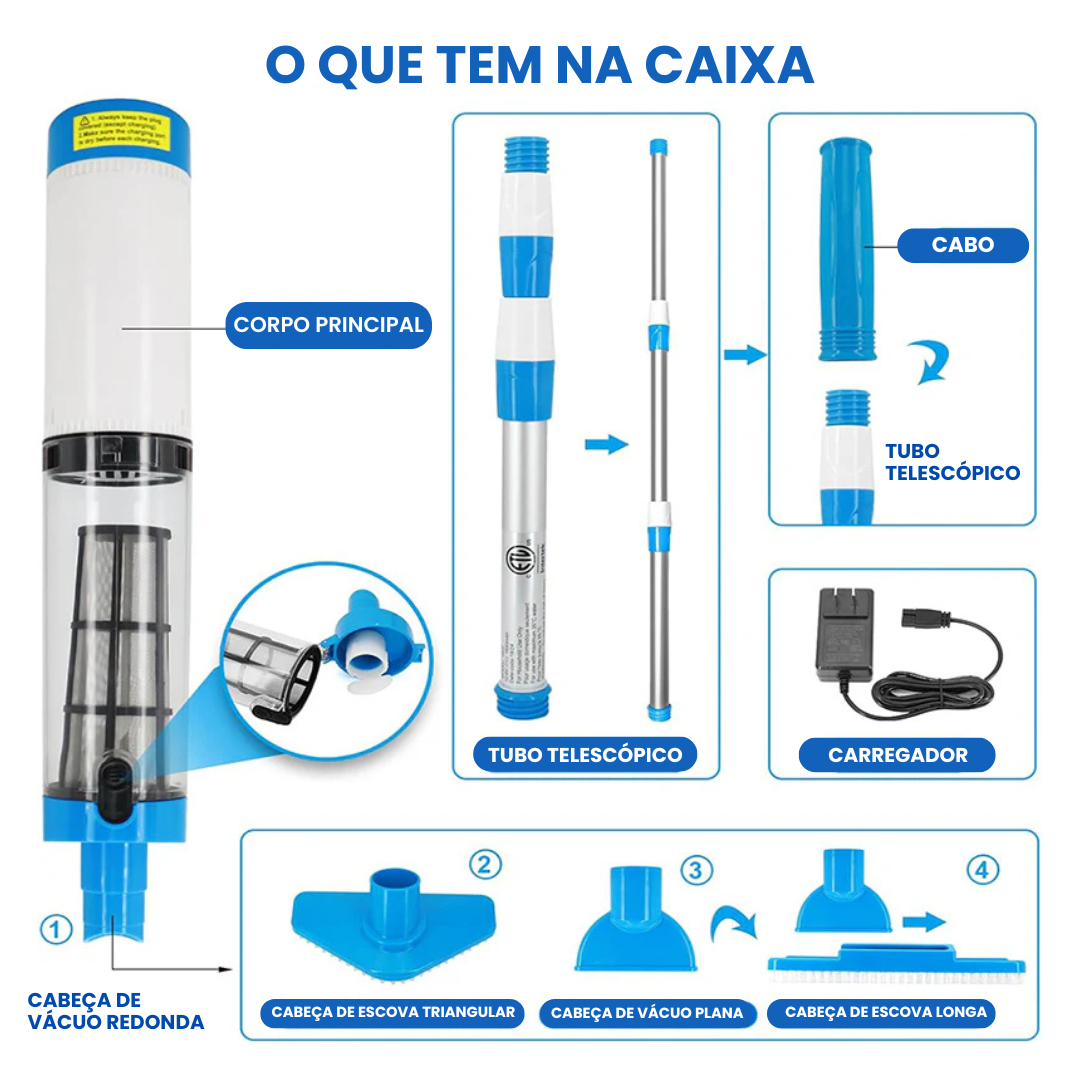 iToolMax – Aspirador de Piscina Recarregável 3 em 1 Fc