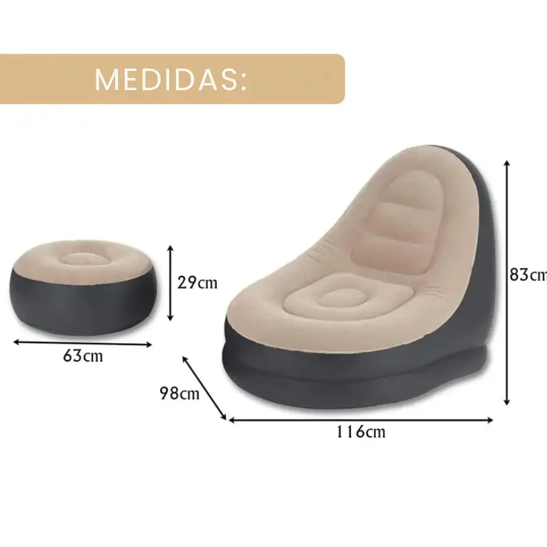 Poltrona e Puff Inflável Descanso Preguiçoso