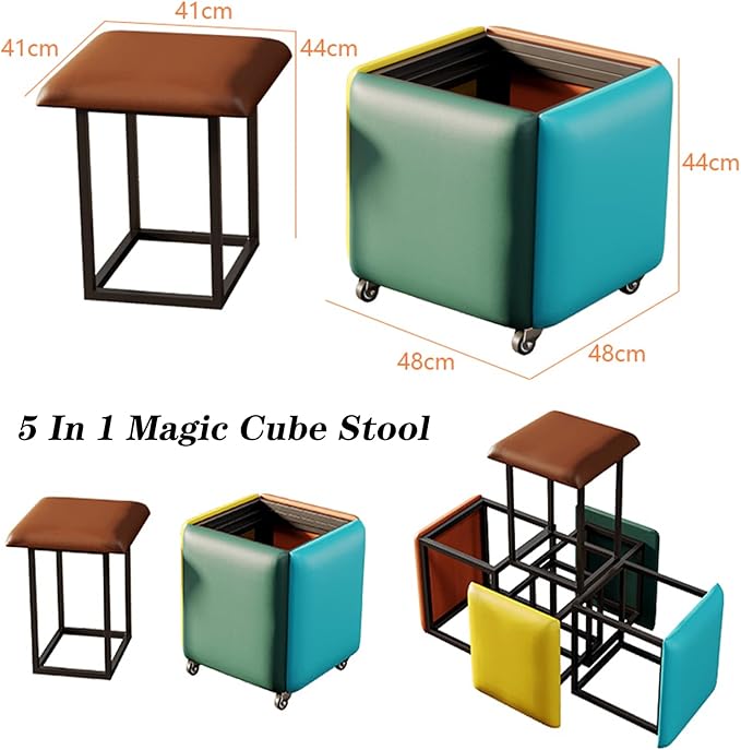 CubeSmart 5 em 1 – Puff Multifuncional com Rodízios