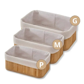Kit de Cestos Organizadores de Bambu