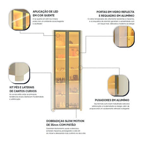 Sapateira 2 Portas Dellirium com Pés e Led 100% Mdf Off White