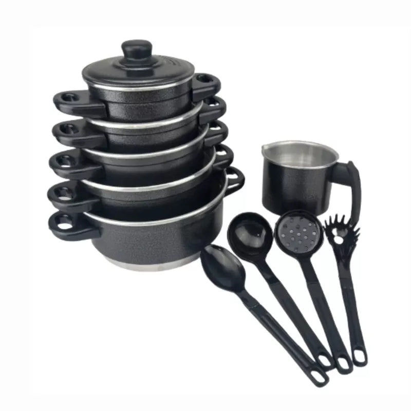Jogo Completo de Panelas em Alumínio com Talheres
