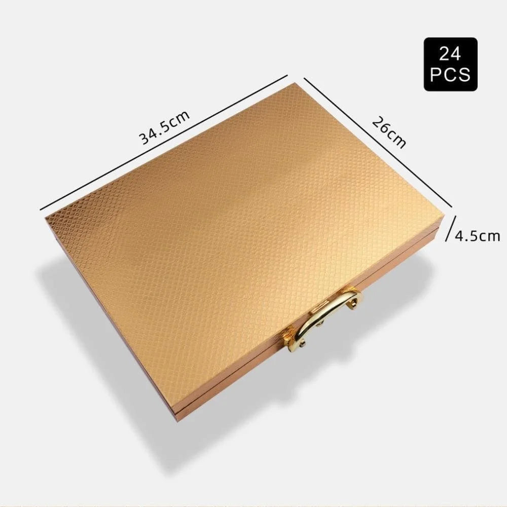 Jogo de Talheres de Aço Inox 24 Peças com Maleta