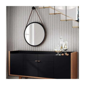 Espelho Decorativo Redondo 54cm com Alça Adnet B01 Escandinavo Preto