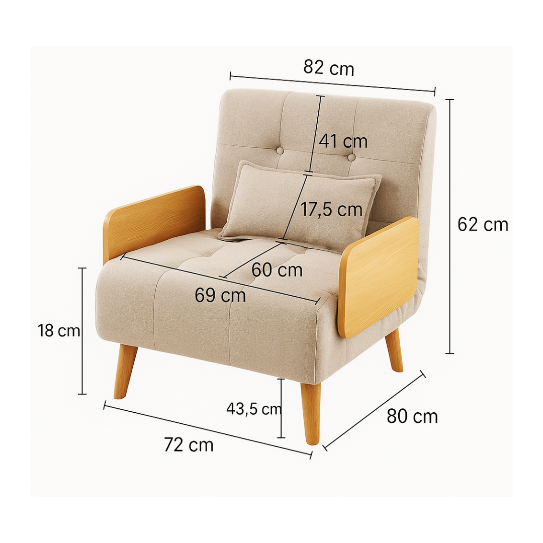 Sofá Cama Dobrável 3 em 1 - Estilo Cadeira Poltrona Reclinável e Cama