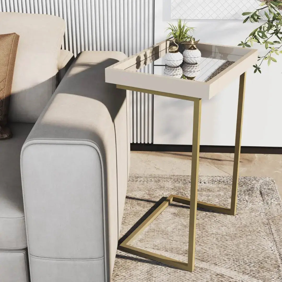 Mesa de Apoio Lateral Sofá Com Espelho