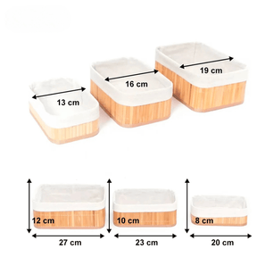 Kit de Cestos Organizadores de Bambu