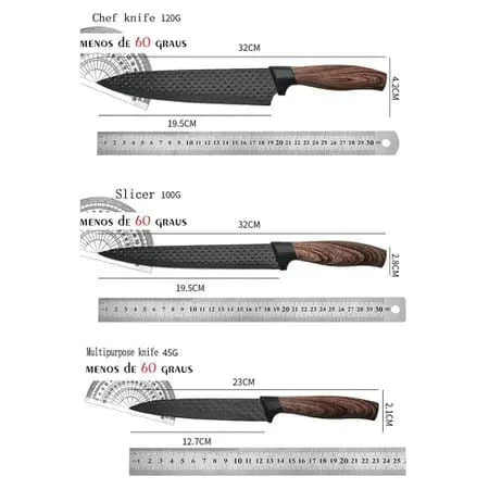 Conjunto De Facas Inox 6 Peças Antiaderente Para Cozinha - Entrega Grátis
