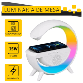 Luminária Multifuncional com Carregador Sem Fio