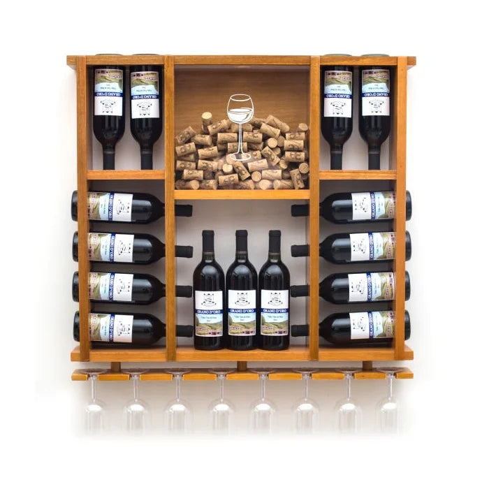 Adega de Madeira Maciça para 15 Garrafas de Vinho