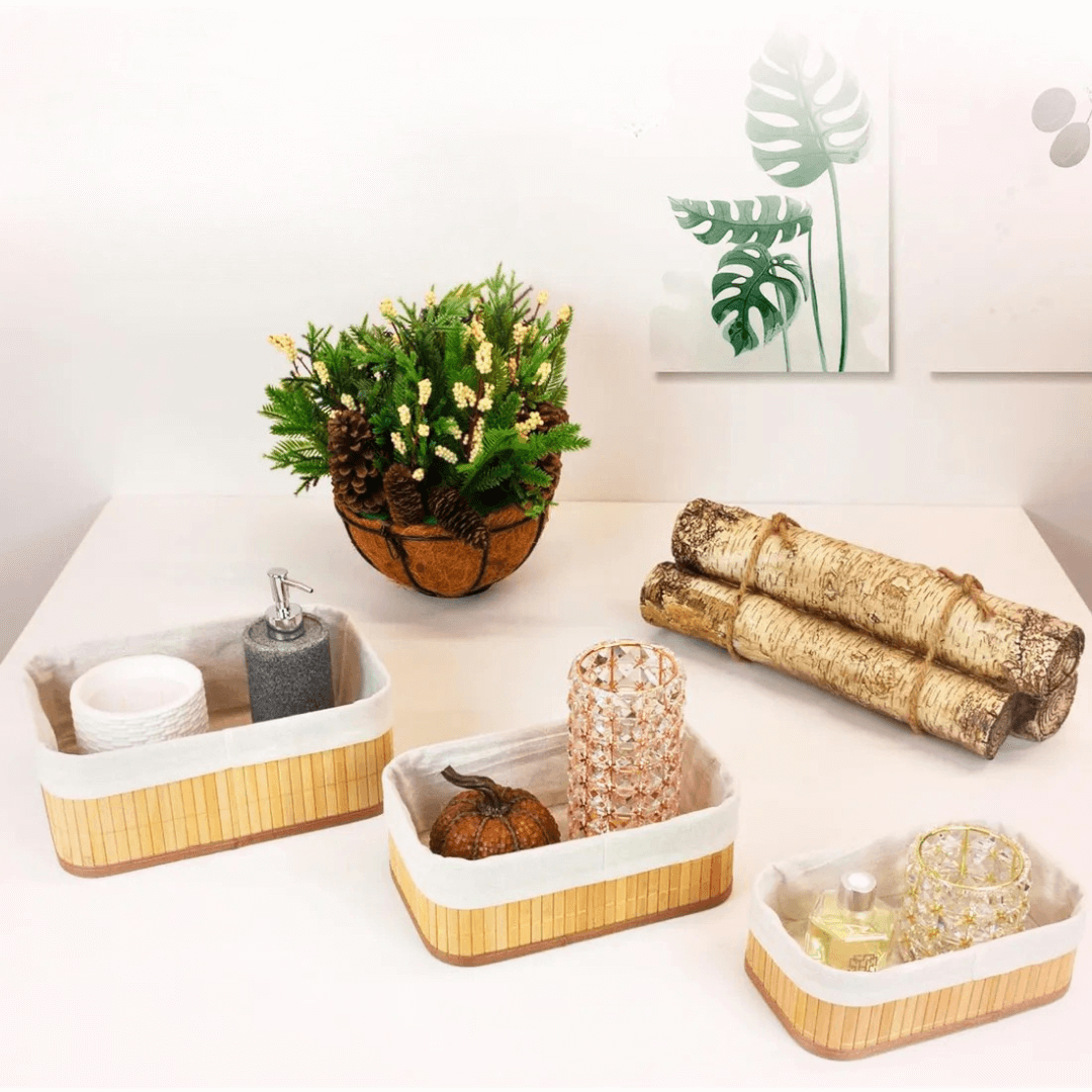 Kit de Cestos Organizadores de Bambu