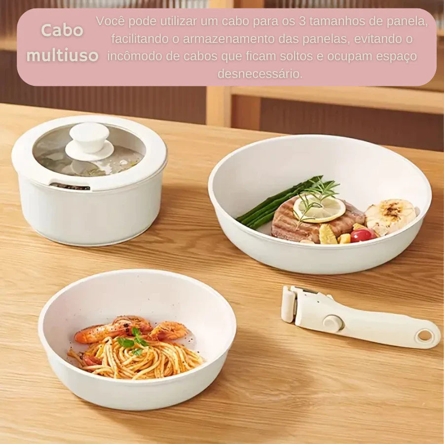 Kit Panelas Antiaderentes Premium com Cabo Removível – Edição Limitada