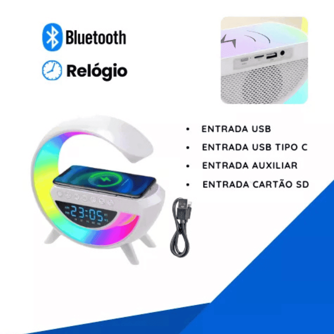 Luminária Multifuncional com Carregador Sem Fio