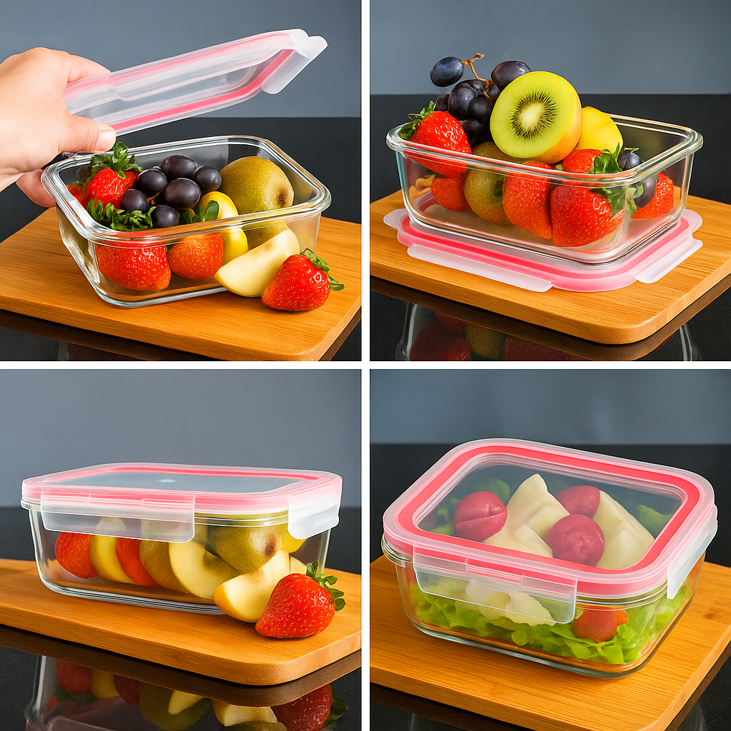 Kit 15 Potes Herméticos de Vidro + 10 Copos de Vidro Aruba de Brinde