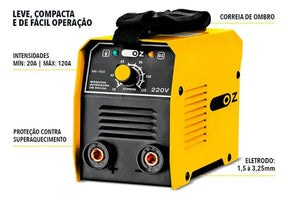 Kit Maquina De Solda Elétrica Inversora Eletrodo Mma 120a Com Esmerilhadeira e Acessórios OZ