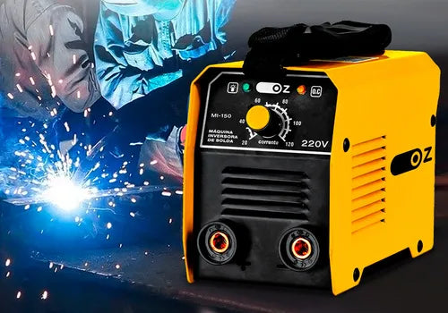 Kit Maquina De Solda Elétrica Inversora Eletrodo Mma 120a Com Esmerilhadeira e Acessórios OZ