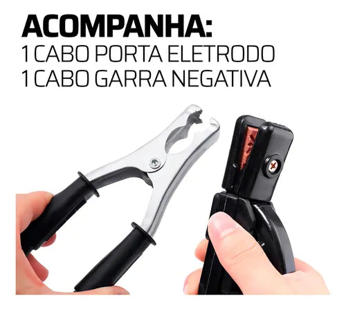 Kit Maquina De Solda Elétrica Inversora Eletrodo Mma 120a Com Esmerilhadeira e Acessórios OZ