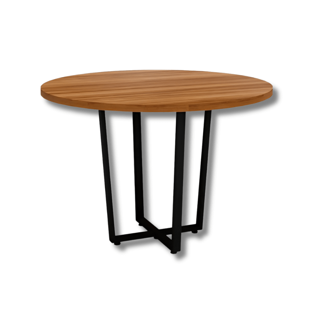 Mesa de Reunião Industrial Redonda 110cm Pés em Metal