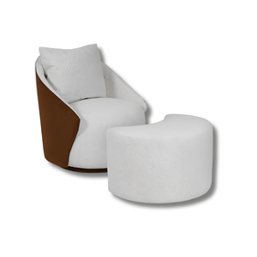 Conjunto Poltrona Oasi Giratória com Almofada Solta e Pouft Meia-Lua