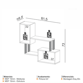Estante Nicho Industrial para Livros Home Office