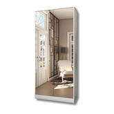 Armário Baixo Office Premium de Madeira Carvalho e Detalhes Brancos