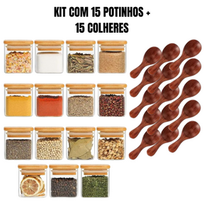 Kit 15 Potes Organiza Gourmet™ + Gravação a Laser (PERSONALIZADA) + Bandeja | Só até 23:59!